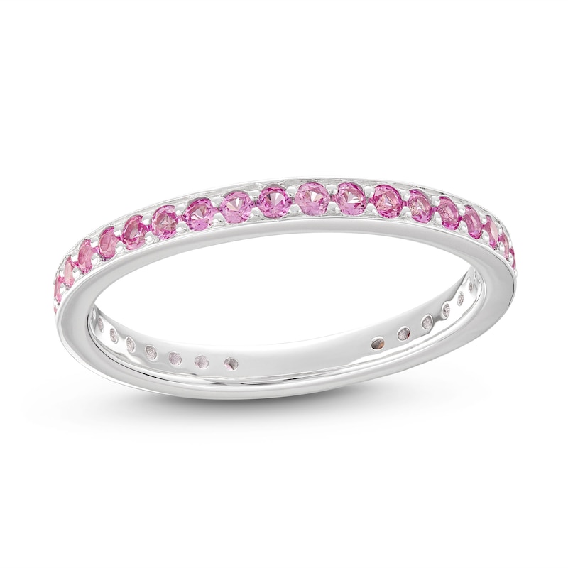 Main Image 3 of Stackable Ring Lab-Created Pink Sapphire Sterling Silver
