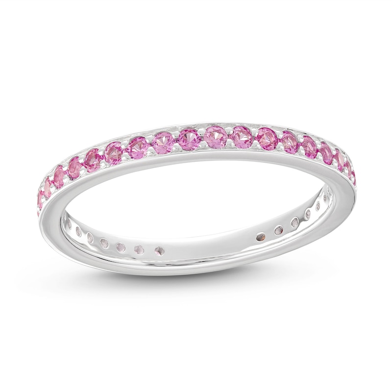 Stackable Ring Lab-Created Pink Sapphire Sterling Silver