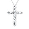 Thumbnail Image 1 of Cross Necklace Lab-Created Sapphires Sterling Silver