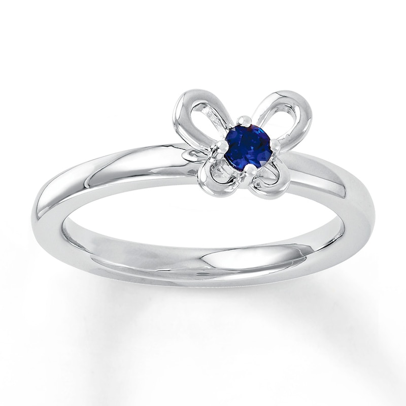 Main Image 1 of Stackable Butterfly Ring Lab-Created Sapphire Sterling Silver