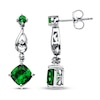 Thumbnail Image 1 of Lab-Created Emerald 1/20 ct tw Diamond Sterling Silver Earrings
