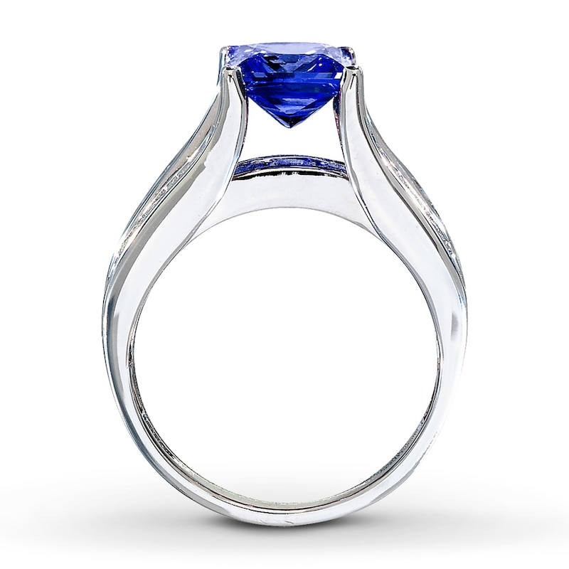 Main Image 2 of Lab-Created Sapphire Ring 1/8 ct tw Diamonds 10K White Gold