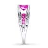 Thumbnail Image 3 of Lab-Created Sapphire Ring 1/8 ct tw Diamonds 10K White Gold