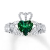 Thumbnail Image 1 of Claddagh Ring Lab-Created Emerald Sterling Silver