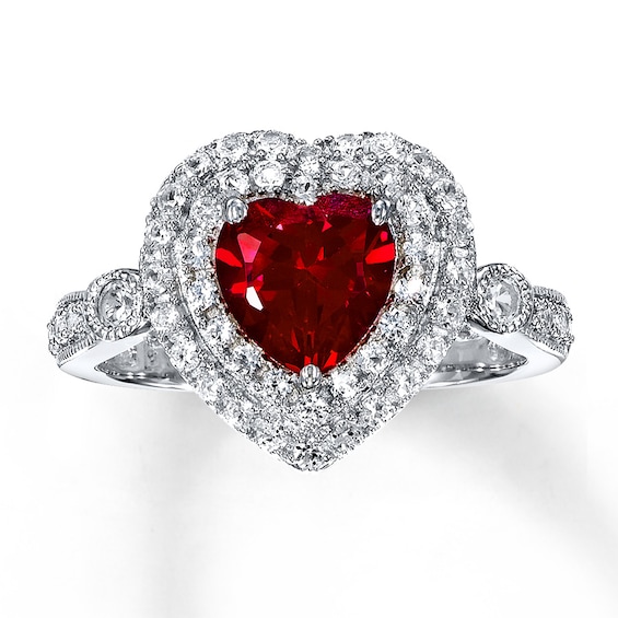 Lab-Created Ruby Ring Lab-Created Sapphires Sterling Silver
