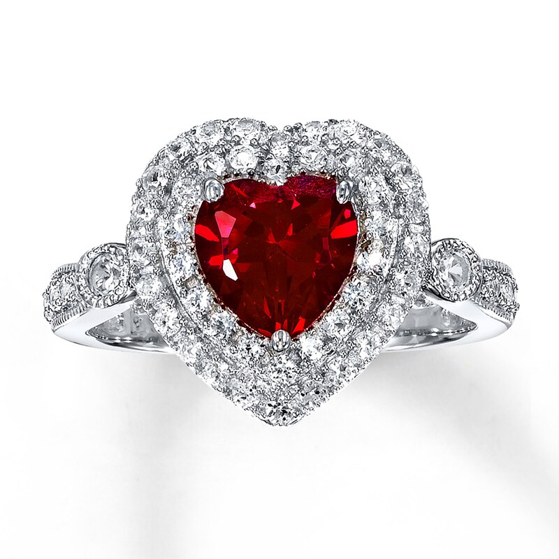 Lab-Created Ruby Ring Lab-Created Sapphires Sterling Silver