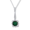Thumbnail Image 0 of Lab-Created Emerald Cushion-cut Sterling Silver Necklace
