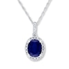 Thumbnail Image 0 of Sapphire Necklace 1/4 ct tw Diamonds 14K White Gold