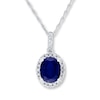 Thumbnail Image 1 of Sapphire Necklace 1/4 ct tw Diamonds 14K White Gold