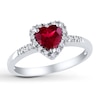 Thumbnail Image 0 of Lab-Created Ruby Ring 1/10 ct tw Diamonds Sterling Silver