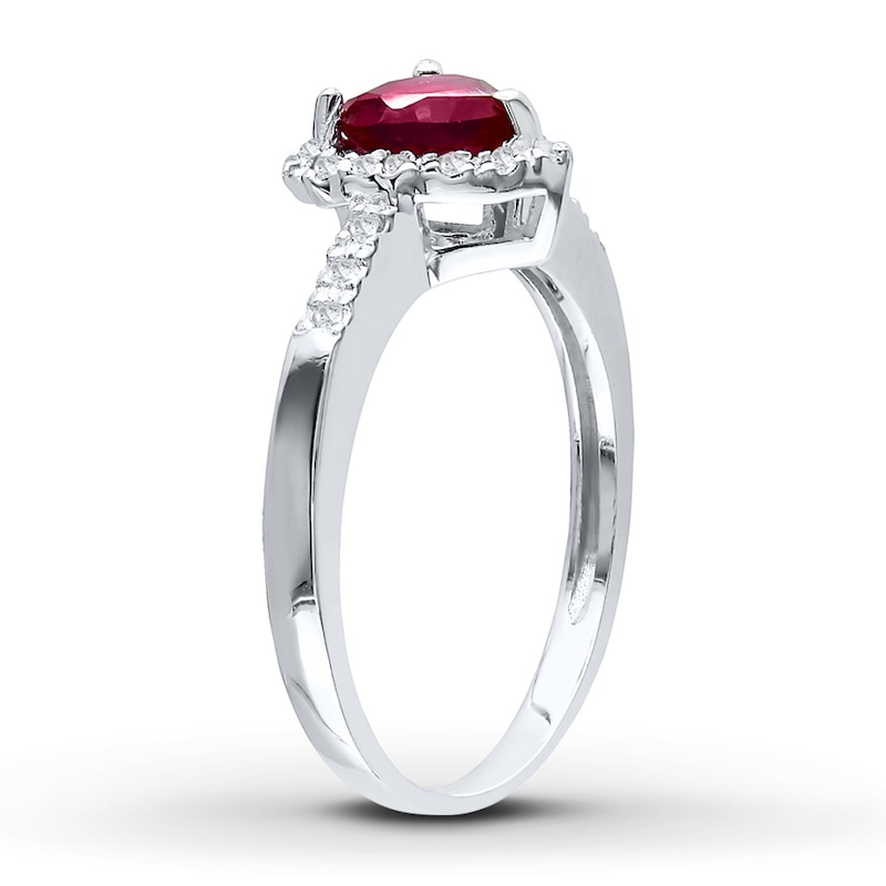 Main Image 2 of Lab-Created Ruby Ring 1/10 ct tw Diamonds Sterling Silver