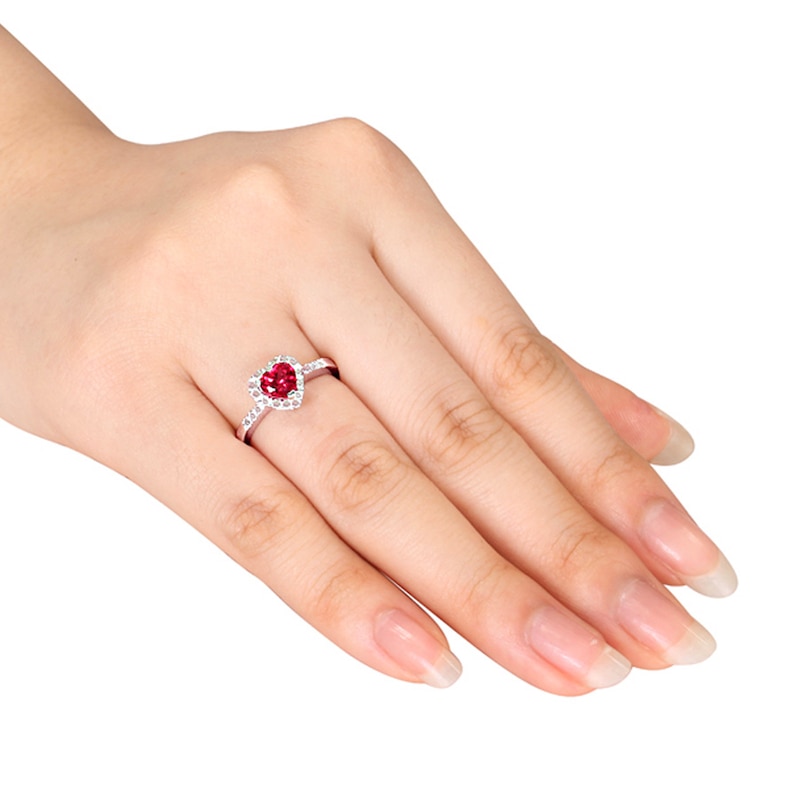 Lab-Created Ruby Ring 1/10 ct tw Diamonds Sterling Silver