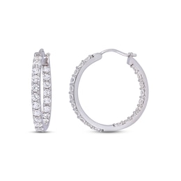 Hoop Earrings Lab-Created Sapphires Sterling Silver