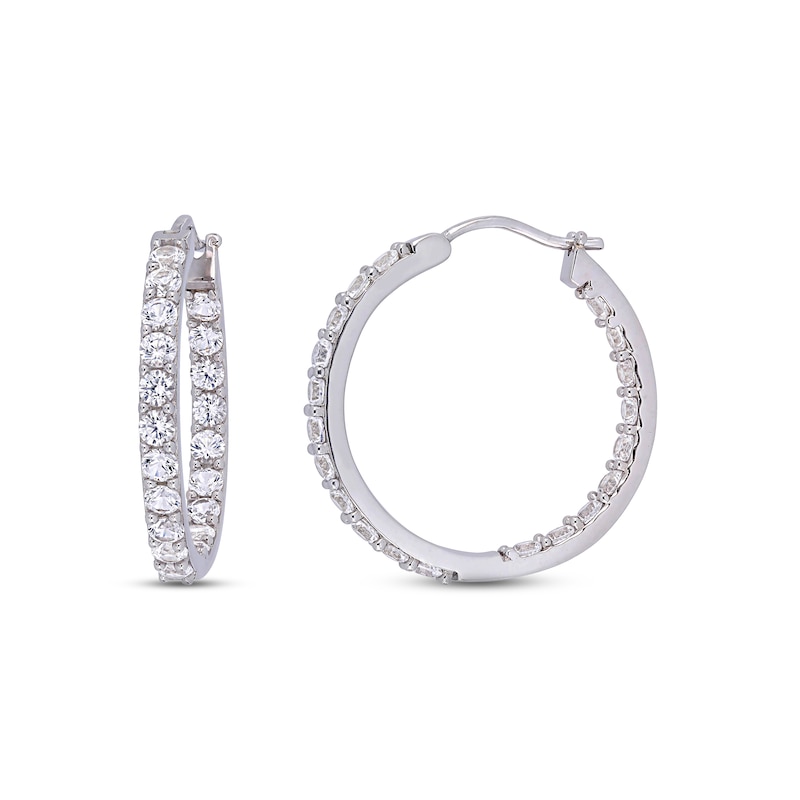 Main Image 1 of Hoop Earrings Lab-Created Sapphires Sterling Silver