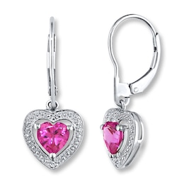 Dangle Earrings Lab-Created Sapphires Sterling Silver
