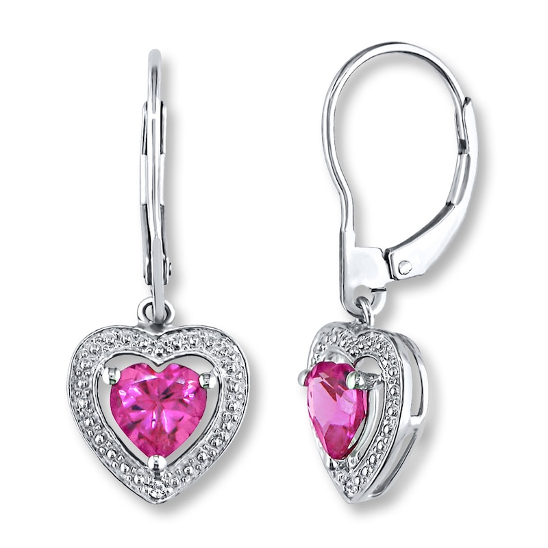 Main Image 1 of Dangle Earrings Lab-Created Sapphires Sterling Silver