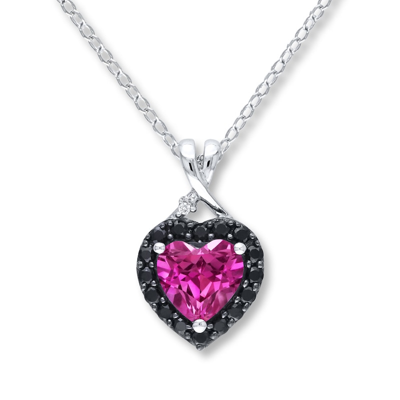 Main Image 1 of Lab-Created Sapphire Black Spinels Sterling Silver Necklace