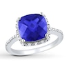 Thumbnail Image 0 of Lab-Created Sapphire Ring 1/10 ct tw Diamonds Sterling Silver