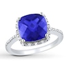 Thumbnail Image 1 of Lab-Created Sapphire Ring 1/10 ct tw Diamonds Sterling Silver