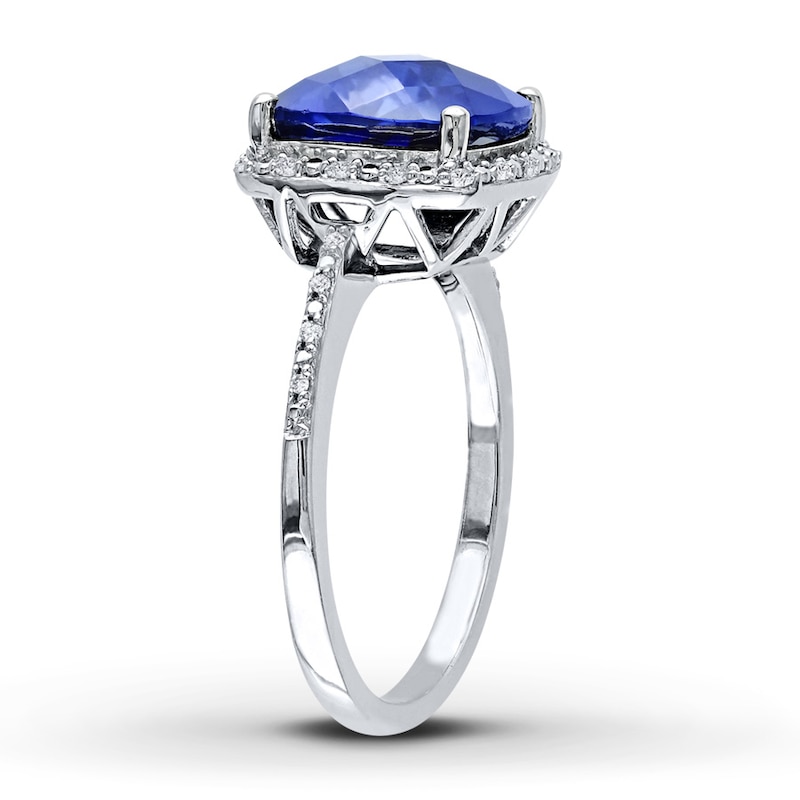 Main Image 2 of Lab-Created Sapphire Ring 1/10 ct tw Diamonds Sterling Silver