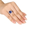 Thumbnail Image 2 of Lab-Created Sapphire Ring 1/10 ct tw Diamonds Sterling Silver