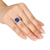 Thumbnail Image 3 of Lab-Created Sapphire Ring 1/10 ct tw Diamonds Sterling Silver