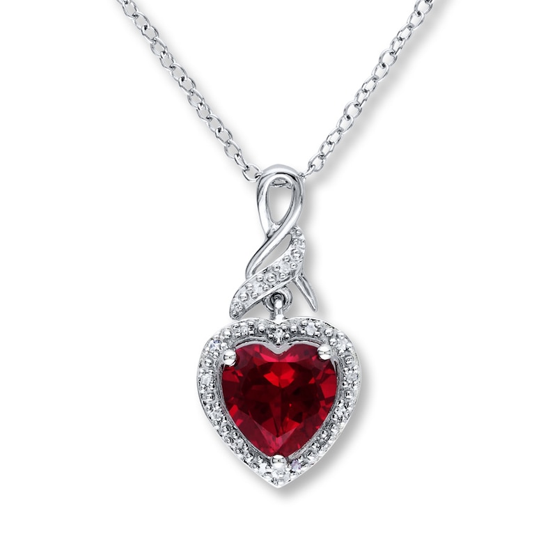 ruby necklace Lab-Created Ruby Necklace 1/20 ct tw Diamonds Sterling Silver | Kay