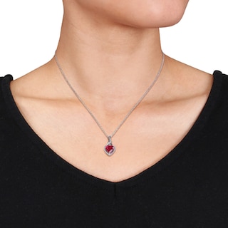 Lab-Created Ruby Necklace 1/20 ct tw Diamonds Sterling Silver | Kay