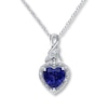 Thumbnail Image 0 of Lab-Created Sapphire Necklace with Diamonds Sterling Silver