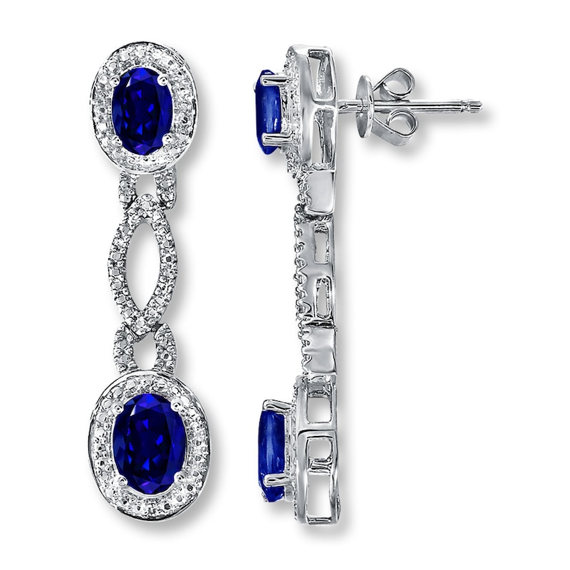 Main Image 1 of Lab-Created Sapphires Diamond Accents Sterling Silver