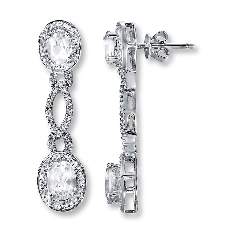 Main Image 1 of Lab-Created Sapphires Diamond Accents Sterling Silver Earrings