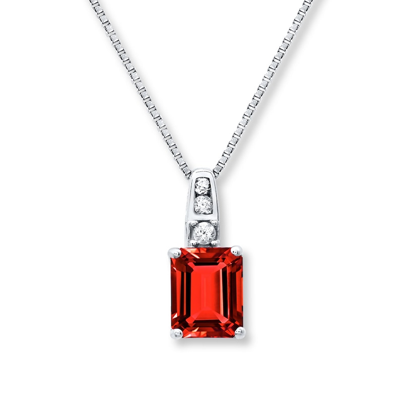 Main Image 1 of Lab-Created Ruby Lab-Created Sapphires Sterling Silver Necklace