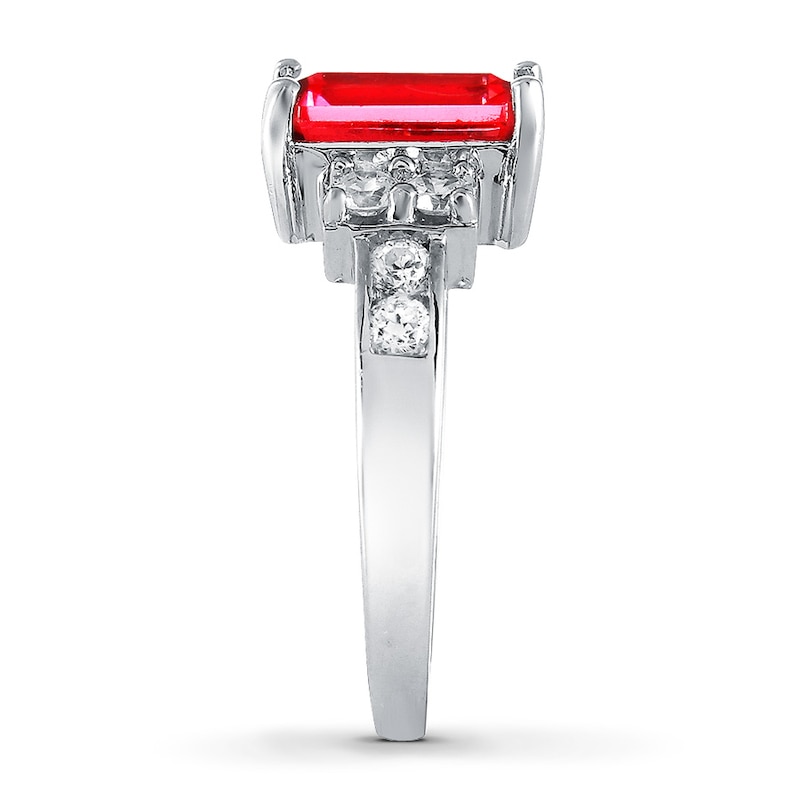 Main Image 3 of Lab-Created Ruby Ring Lab-Created Sapphires Sterling Silver