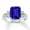 Thumbnail Image 1 of Lab-Created Sapphires Blue & White Ring Sterling Silver
