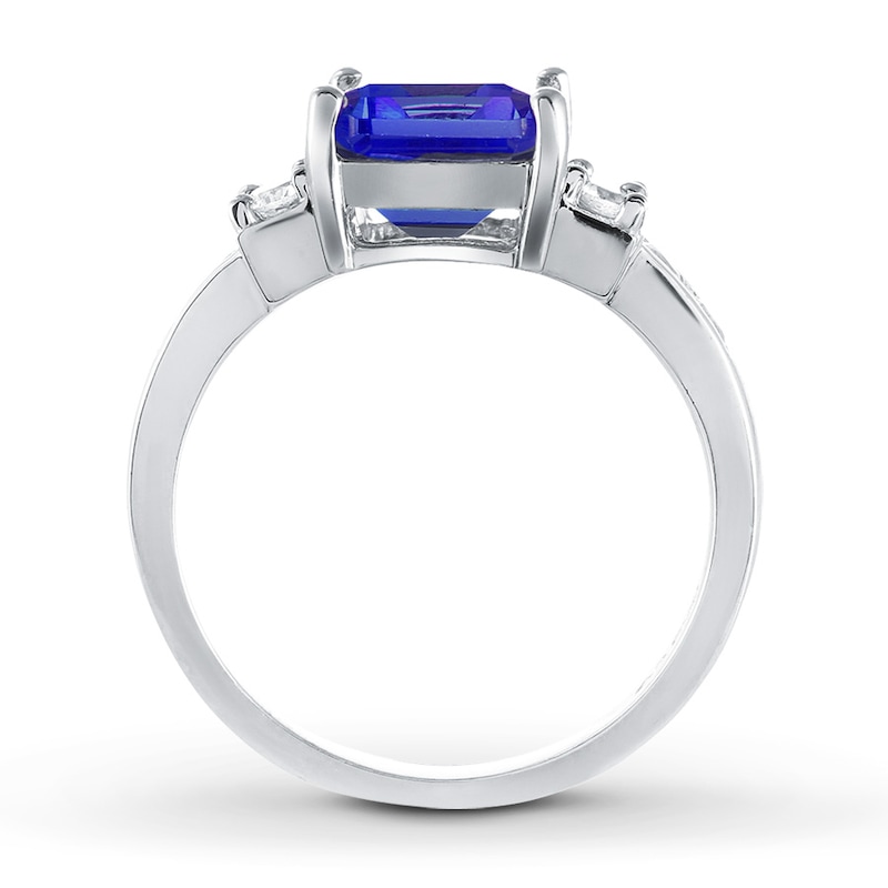 Main Image 2 of Lab-Created Sapphires Blue & White Ring Sterling Silver