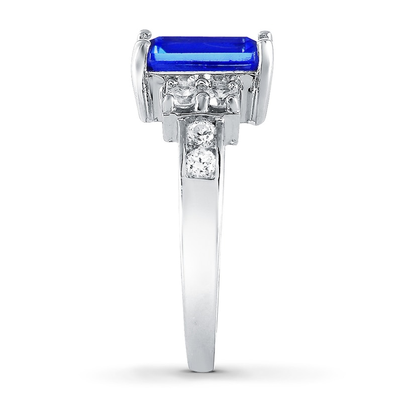 Lab-Created Sapphires Blue & White Ring Sterling Silver