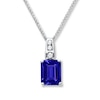 Thumbnail Image 1 of Lab-Created Sapphires Blue & White Necklace Sterling Silver