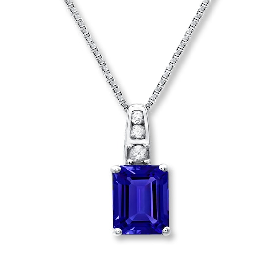Lab-Created Sapphires Blue & White Necklace Sterling Silver | Kay