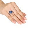 Thumbnail Image 2 of Lab-Created Sapphire Diamond Accents Sterling Silver Ring