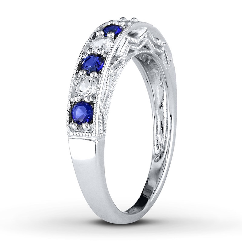 Main Image 2 of Lab-Created Sapphires Sterling Silver Ring