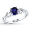 Thumbnail Image 0 of Lab-Created Sapphire Ring 1/15 ct tw Diamonds 10K White Gold