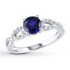 Thumbnail Image 1 of Lab-Created Sapphire Ring 1/15 ct tw Diamonds 10K White Gold