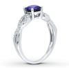 Thumbnail Image 3 of Lab-Created Sapphire Ring 1/15 ct tw Diamonds 10K White Gold