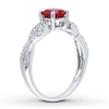 Thumbnail Image 3 of Lab-Created Ruby Ring 1/15 ct tw Diamonds 10K White Gold