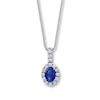 Lab-Created Sapphires Blue & White Sterling Silver Necklace