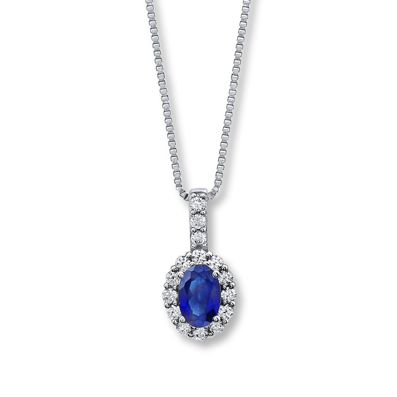 Main Image 1 of Lab-Created Sapphires Blue & White Sterling Silver Necklace