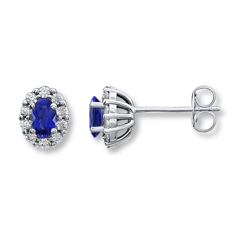 Main Image 1 of Lab-Created Sapphires Blue & White Sterling Silver Earrings
