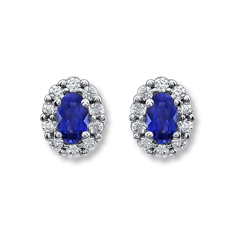 Main Image 2 of Lab-Created Sapphires Blue & White Sterling Silver Earrings