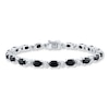 Thumbnail Image 1 of Natural Black Sapphire Bracelet Diamond Accents Sterling Silver