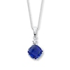 Thumbnail Image 0 of Lab-Created Sapphires Cushion-cut Sterling Silver Necklace